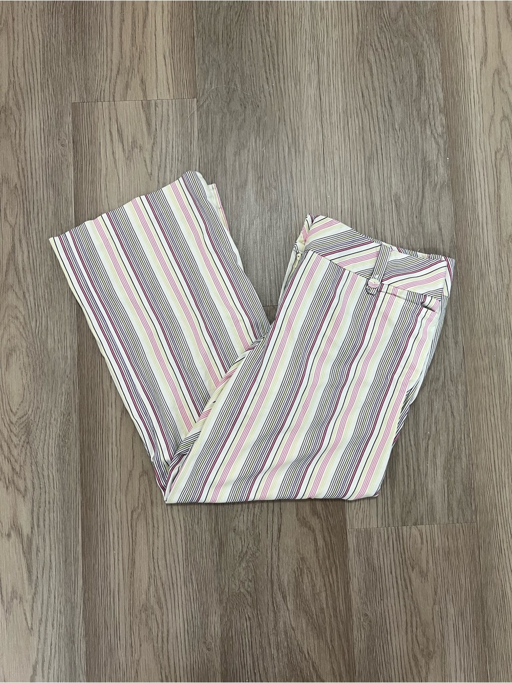 Ann Taylor LOFT Striped Cropped Pants Size 8 Pink White Career Capri Trousers